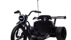 Motocicleta electrica pentru copii intre 5-12 ani, Kinderauto Drift-Trike, 500W, 24V 10Ah, neagra