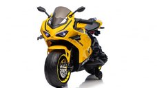 Motocicleta electrica pentru copii, Kinderauto BDQ888 70W 12V cu roti moi, Bluetooth, galbena