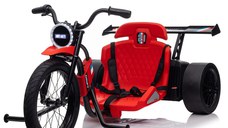 Motocicleta electrica pentru copii, Kinderauto Drift-Trike, roti moi, centura siguranta, 500W, 24V 10Ah, rosu