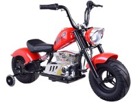 Motocicleta pentru copii intre 5 si 9 ani, Kinderauto Old School, 300W, 24V, cu roti gonflabile, scaun tapitat, premium, rosu - 1