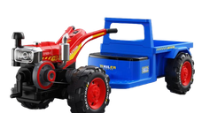 Motocultor electric copii 3-6 ani, Kinderauto BJLW1288, 70W 12V, telecomanda, Albastru