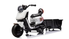Scuter electric pentru copii, cu remorca si telecomanda Kinderauto BJBTK3 70W, alb