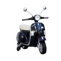 Scuter electric pentru copii Piaggio PX150, 70W, 12V, roti moi si scaun tapitat, echipare Premium, negru - 1