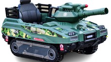 Tanculet electric pentru copii Kinderauto Commander, 240W, 24V 12Ah, Army Green