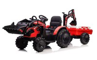 Tractor electric cu remorca pentru copii Kinderauto 720-T, 90W 12V, cupa si incarcator incluse, premium, culoare rosie - 1