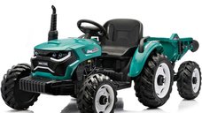 Tractor electric pentru copii Kinderauto 1804, 90W, 12V, 10Ah, cu remorca basculabila, verde