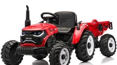 Tractoras electric Kinderauto 1804 cu remorca basculabila, 90W, 12V, rosu