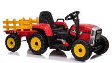 Tractoras electric Kinderauto BJ-611 60W 12V cu remorca si telecomanda  Rosu