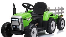 Tractoras electric Kinderauto BJ-611 60W 12V cu remorca si telecomanda  Verde