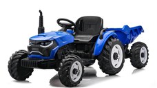 Tractoras electric pentru copii, Kinderauto 1804, 90W, 12V 10Ah, cu remorca basculabila, albastru