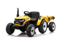 Tractoras electric pentru copii, Kinderauto 1804, 90W, 12V 10Ah, cu remorca basculabila, galben - 1