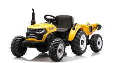 Tractoras electric pentru copii, Kinderauto 1804, 90W, 12V 10Ah, cu remorca basculabila, galben