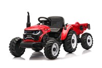 Tractoras electric pentru copii, Kinderauto 1804, 90W, 12V 10Ah, cu remorca basculabila, rosie - 1