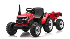 Tractoras electric pentru copii, Kinderauto 1804, 90W, 12V 10Ah, cu remorca basculabila, rosie
