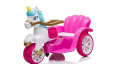 Tricicleta pentru copii, trasura regala pentru printese, Kinderauto Fairy tales 35W 6V, culoare Roz