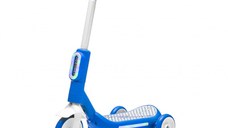 Trotineta electrica cu aburi si lumini pentru copii, cu 3 roti, stabila, Kinderauto Aquamist, 30W, 6V 4.5Ah, alb cu albastru