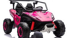 UTV electric pentru 2 copii Kinderauto Vector V2 Dune-Buggy, 220W, 12V, roti moi, scaun tapitat, echipat premium, roz