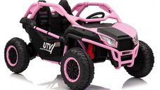 UTV electric pentru copii Kinderauto Dune-Buggy SPORT, 2 locuri, 800W, 24V 10Ah, scaune tapitate, roti moi EVA, roz