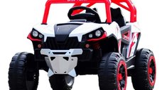 UTV electric pentru copii, Kinderauto RSR 4x4 120W 12V 7Ah, cu roti moi, rosu cu alb