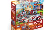 Puzzle cu Camioane de Pompieri - 100 Piese pentru Copii