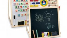 Tabla magnetica pentru copii 5 in 1 cu suport si accesorii, dimensiuni 45 x 38.5 cm