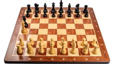 Combo set cu piese sah lemn American Staunton  ebonised  cu tabla sah, padauk 58mm