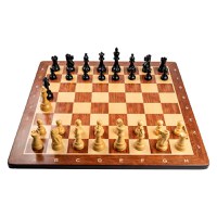 Combo set cu piese sah lemn American Staunton  ebonised  cu tabla sah, padauk 58mm - 1