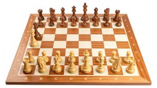 Combo set cu piese sah lemn Staunton 6 Deluxe cu tabla sah, mahon 58mm