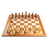 Combo set cu piese sah lemn Staunton 6 Deluxe cu tabla sah, mahon 58mm - 1