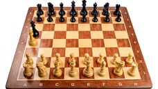 Combo set cu piese sah lemn Staunton 6 Deluxe   ebonised  cu tabla sah, padauk 58mm