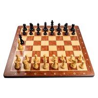 Combo set cu piese sah lemn Staunton 6 Deluxe   ebonised  cu tabla sah, padauk 58mm - 1