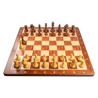 Combo set cu piese sah lemn Staunton 6 Design Alban cu tabla sah, padauk 58mm - 1