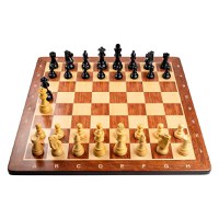 Combo set cu piese sah lemn Staunton 6 French Design ebonised  cu tabla sah, padauk 58mm - 1