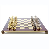 Combo set Piese de sah din metal Hercule- Mediu+Tabla metal Alama Rosu - 1