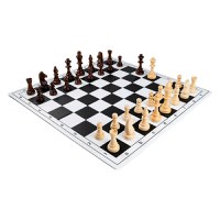 Combo set Staunton 6 lemn  cu tabla PVC alb negru - 1