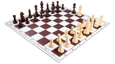 Combo set Turneu cu piese Staunton 6 lemn si tabla PVC alb-maro pliabila in 4