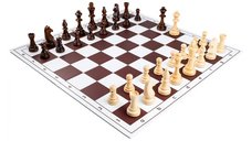 Combo set Turneu cu piese Staunton 6 lemn si tabla PVC alb maro