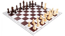 Combo set Turneu cu piese Staunton 6 lemn si tabla PVC alb maro