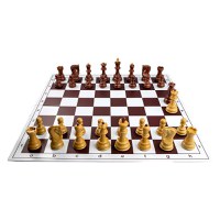 Comboset ABS Zagreb cu aspect de lemn: Piese de sah din plastic ABS cu aspect de lemn Zagreb +Tabla PVC alb  maro - 1