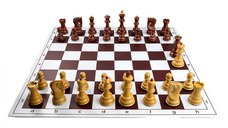 Comboset ABS Zagreb cu aspect de lemn: Piese de sah din plastic ABS cu aspect de lemn Zagreb +Tabla PVC alb  maro