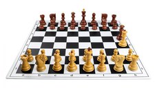 Comboset ABS Zagreb cu aspect de lemn: Piese de sah din plastic ABS cu aspect de lemn Zagreb +Tabla PVC alb  negru