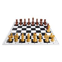 Comboset ABS Zagreb cu aspect de lemn: Piese de sah din plastic ABS cu aspect de lemn Zagreb +Tabla PVC alb  negru - 1