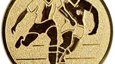Emblema medalie cu simbol fotbal 25mm, aurie