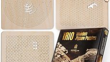 ESC WELT - 3 in 1 Puzzle din lemn pentru adulti si copii - Joc in aer liber si de calatorie