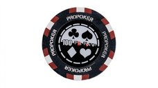 Jeton Poker Pro - 14g Negru din Lut cu Valoare Inscriptionata 100