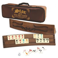 Joc remi rummy curbat din  lemn sculptat - 1