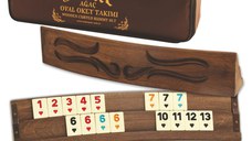 Joc remi rummy curbat din  lemn sculptat
