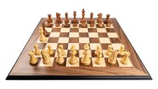 Piese sah Staunton 6 Deluxe Acacia cu tabla de sah lemn nuc (turnat), 55mm