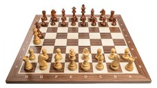 Piese sah Staunton 6 German Clasic  Acacia cu tabla de sah nuc