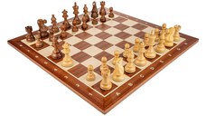 Piese Staunton 6 American Classic cu Tabla de sah - lemn mahon 55 x 55 mm + cutie la alegere (optional)